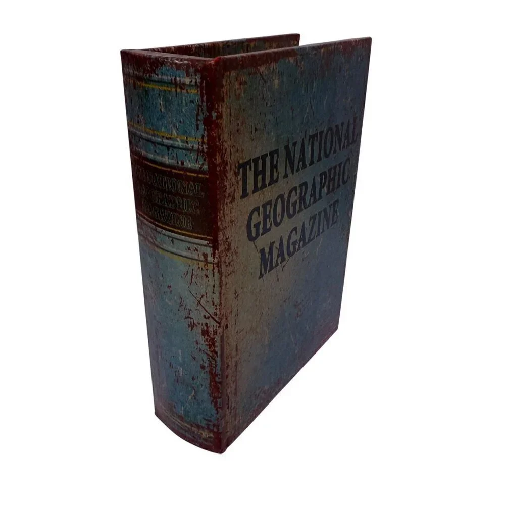 National Geographic Storage Book Boxes Set of Two Bookshelf Coffee Table Decor